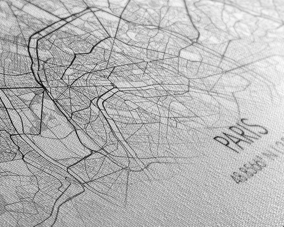 Paris City Map, France Art, Map Print, Minimalist Wall Art, Wall Art, Canvas Art, European Art, Dorm Room Wall Art, Gift For Traveler