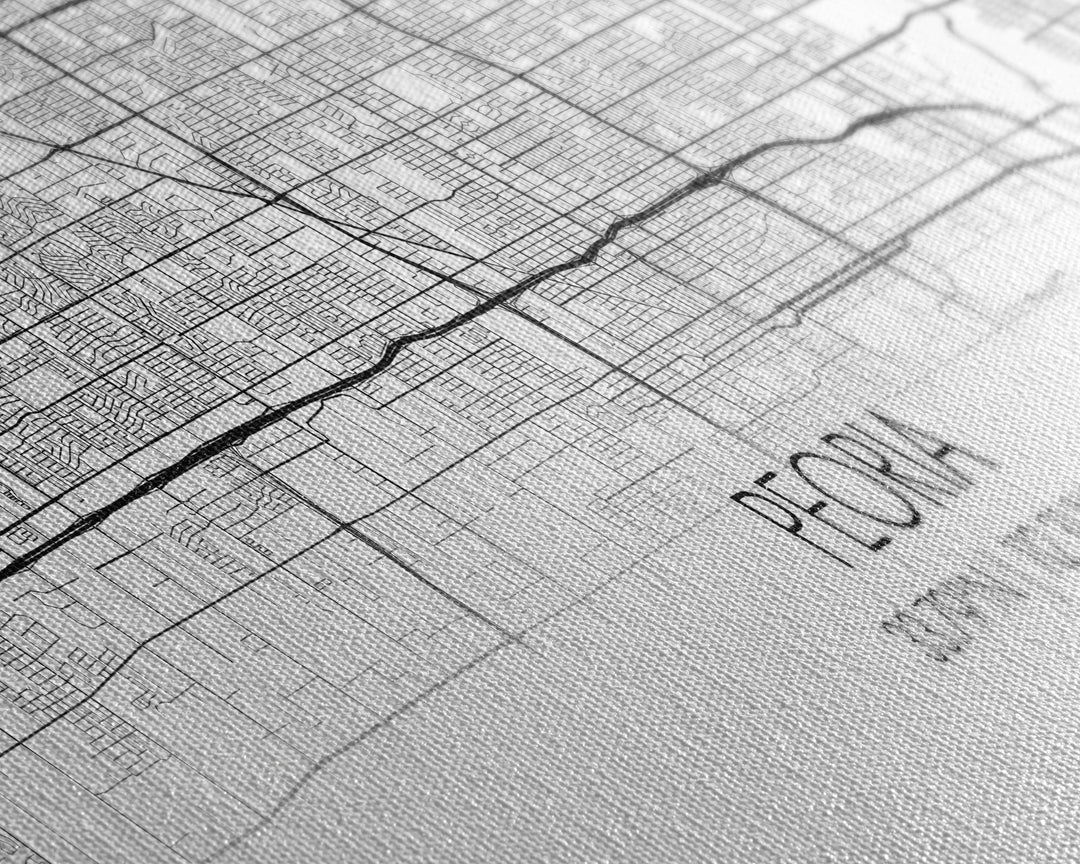 Panoramic Peoria City Map, Arizona Art, Map Print, Minimalist Wall Art, Canvas Art, Housewarming Gift, Street Map Art, Closing Gift