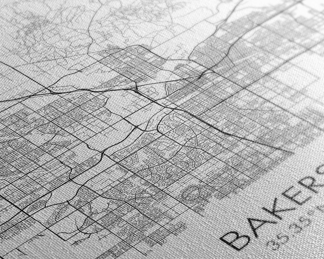 Bakersfield Street Map, California Map, City Wall Art, Home Wall Décor, Wife Gift, Minimalist Art, Wall Art, Canvas Print, Canvas Wall Art