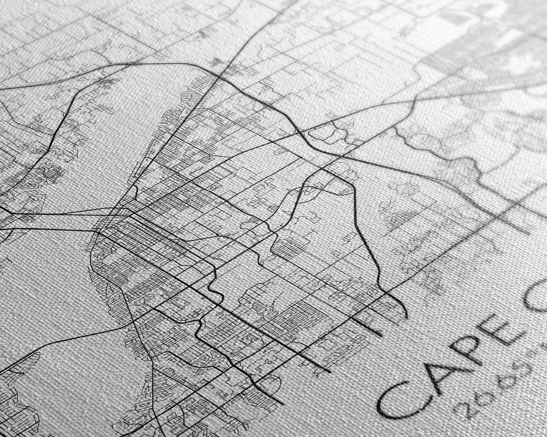 Cape Coral Street Map, Florida Map, City Map Art, Modern Art, Wall Art, Canvas Print, Canvas Wall Art, Travel Gifts For Men, Apartment Décor