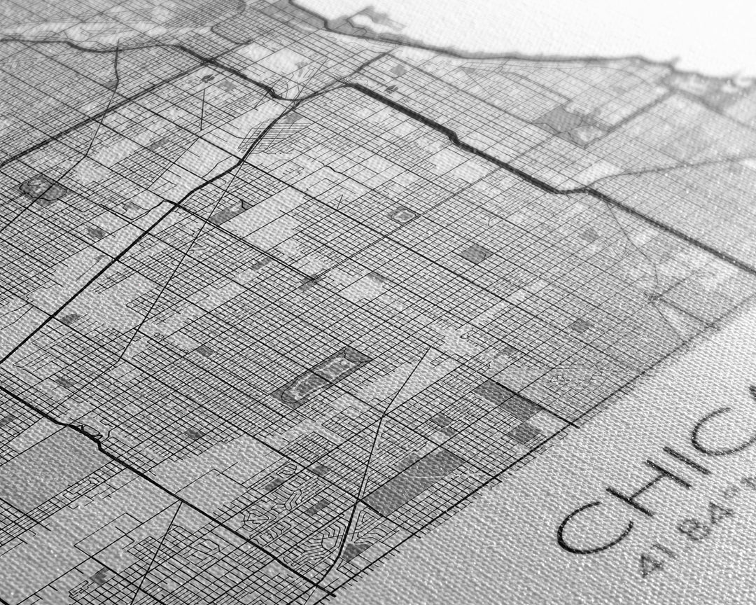 Chicago Street Map, Illinois Map, City Map Art, Modern Art, Wall Art, Canvas Print, Canvas Wall Art, Travel Wall Décor, Unique Wall Art