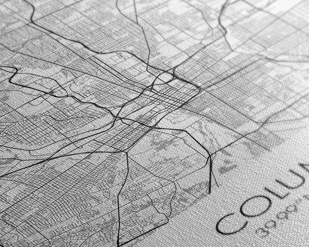 Columbus Street Map, Ohio Map, City Map Art, Minimalist Art, Wall Art, Canvas Print, Canvas Wall Art, Travel Decor, Office Wall Art