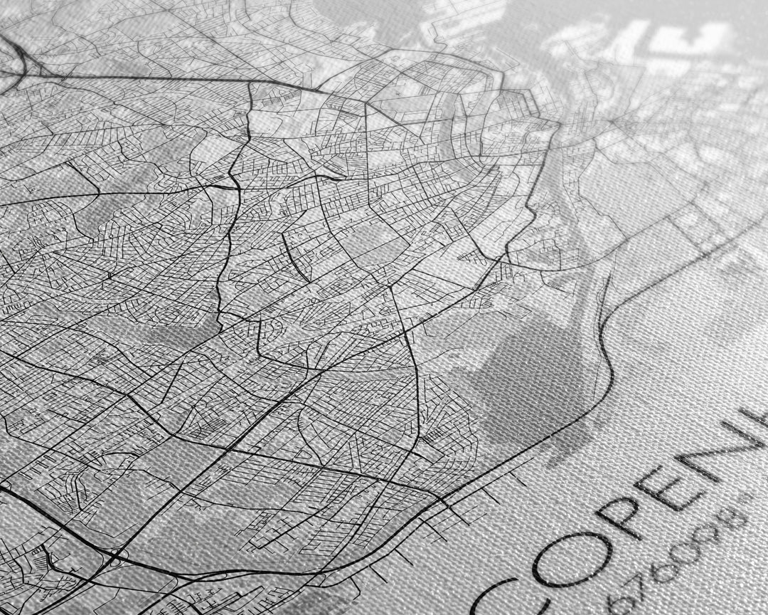 Copenhagen Street Map, Denmark Map, Europe City Map Art, Minimalist Art, Wall Art, Canvas Print, Travel Wall Art, Pilots Gift. Home Décor