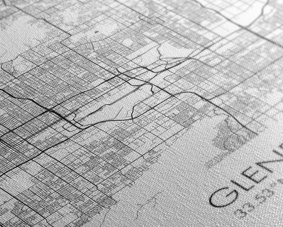 Glendale Street Map, Arizona Map, City Map Art, Minimalist Art, Wall Art, Canvas Print, Black And White Map, Above Bed Art, Wanderlust Gift