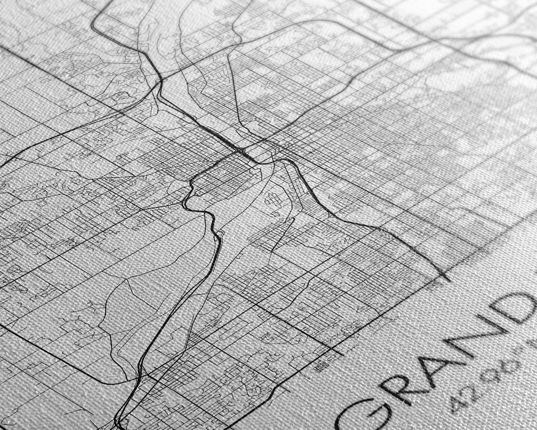 Grand Rapids Street Map, Michigan Map, City Map Art, Minimalist Art, Wall Art, Canvas Print, Black And White, Travel Art, Office Wall Art