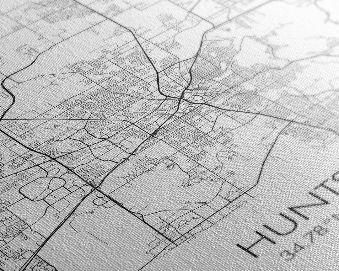 Huntsville Street Map, Alabama Map, City Map Art, Minimalist Art, Wall Art, Canvas Print, Travel Art, Gift For Dad, Unique Wall Art