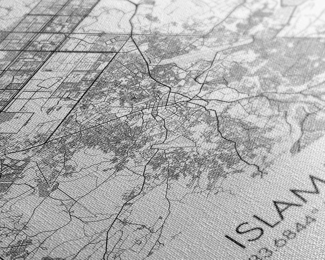 Islamabad Street Map, Pakistan Map, City Map Art, Minimalist Art, Wall Art, Canvas Print, Travel Lover Gift, Living Room Art, Travel Prints