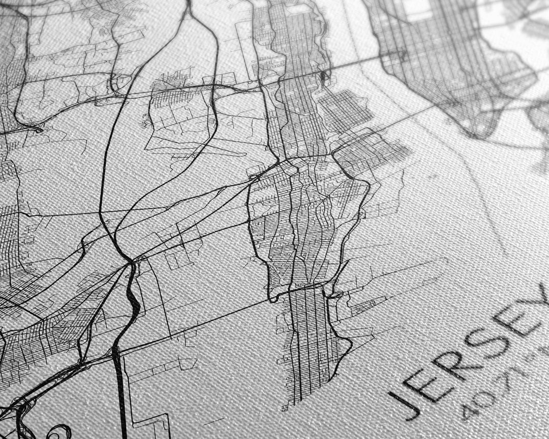 Jersey City Street Map, New Jersey Map, City Map Art, Modern Wall Art, Wall Art, Canvas Print, Bedroom Print, Travel Wall Décor, Travel Gift