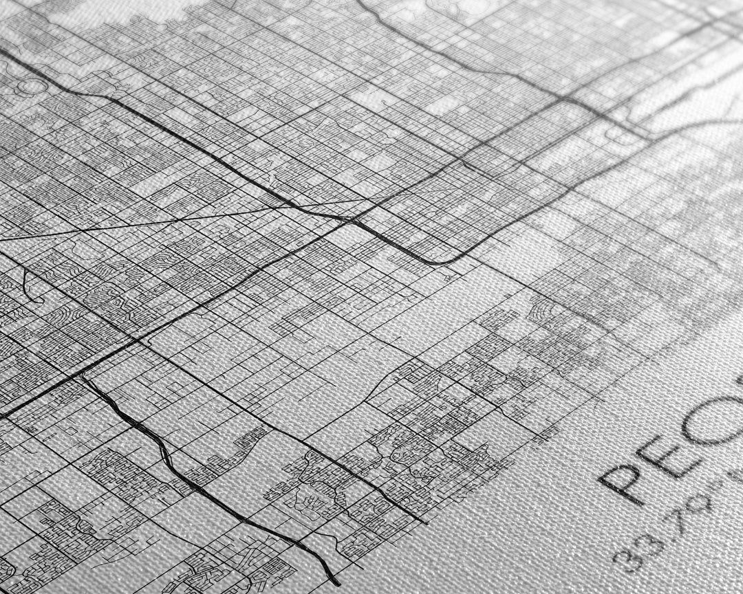 Peoria Street Map, Arizona Map, City Map Art, Minimalist Art, Wall Art, Canvas Print, Living Room Wall Art, Travel Gifts For Men, Travel Art