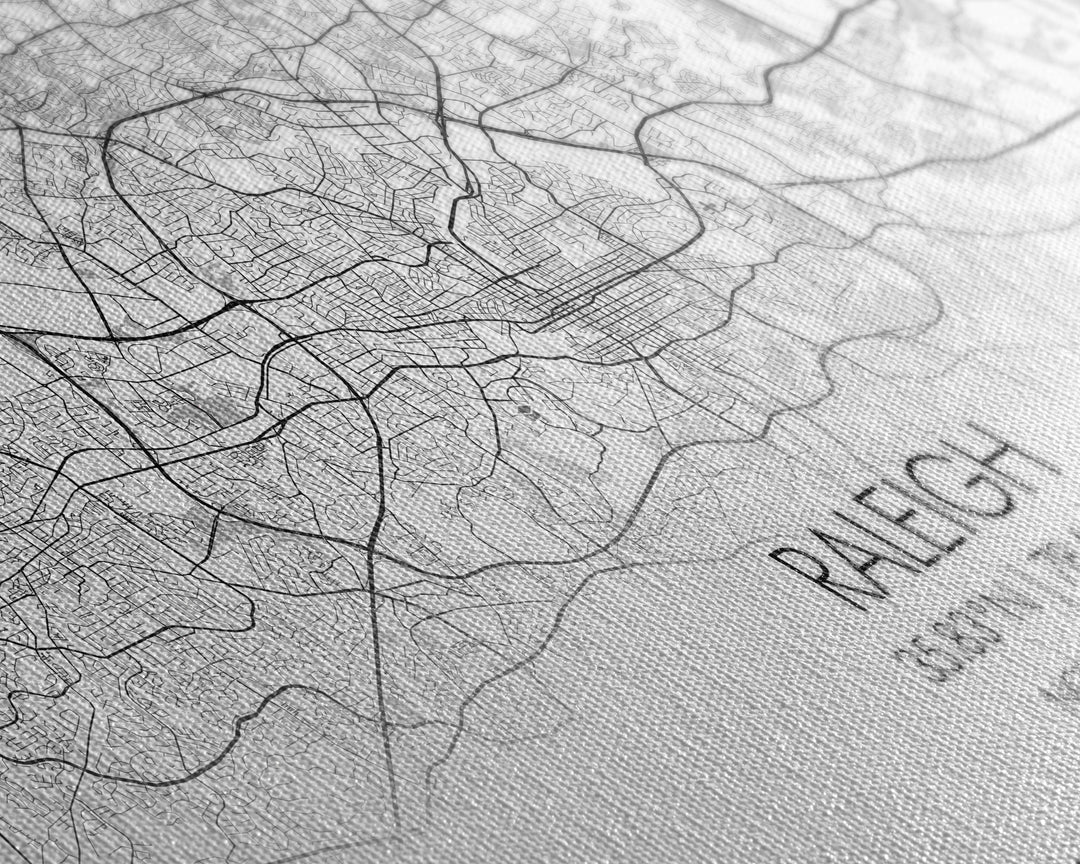 Raleigh City Map, North Carolina Art, Map Print, Minimalist Wall Art, Wall Art, Canvas Art, Gift For Couple, Man Cave Wall Art, Rustic Art