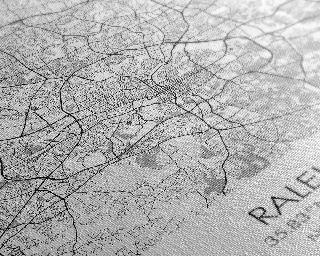 Raleigh Street Map, North Carolina Map, City Map Art, Minimalist Art, Wall Art, Canvas Print, Travel Lover Gift, Bedroom Wall Art