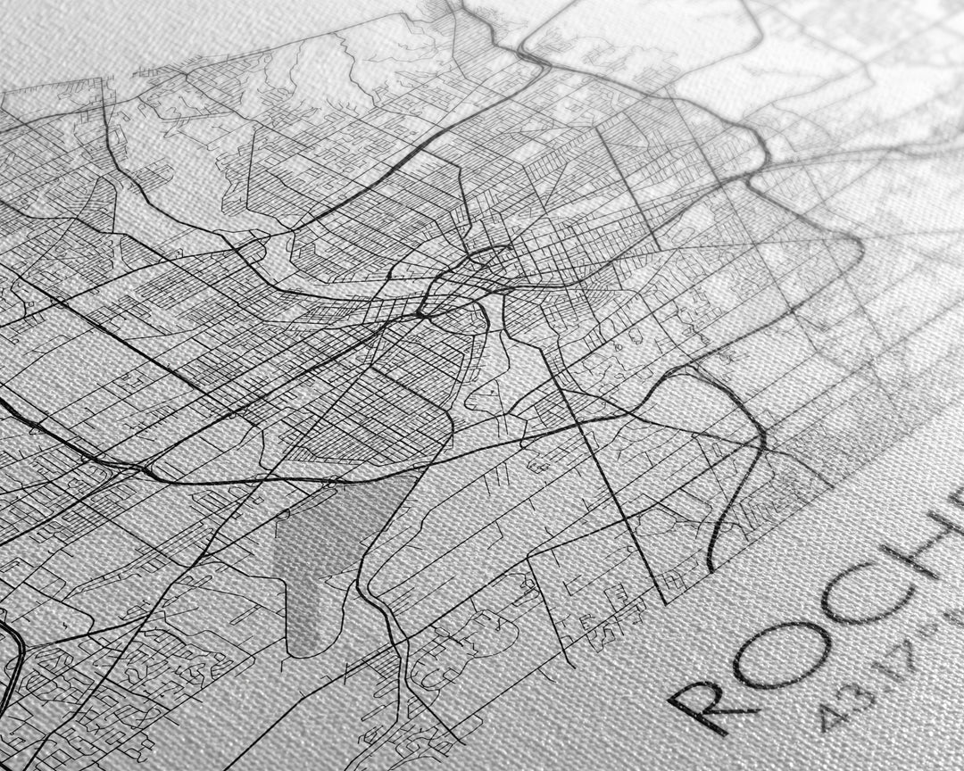 Rochester Street Map, New York Map, City Map Art, Minimalist Art, Wall Art, Canvas Print, Boys Room Décor, Best Friend Gift, Travel Print