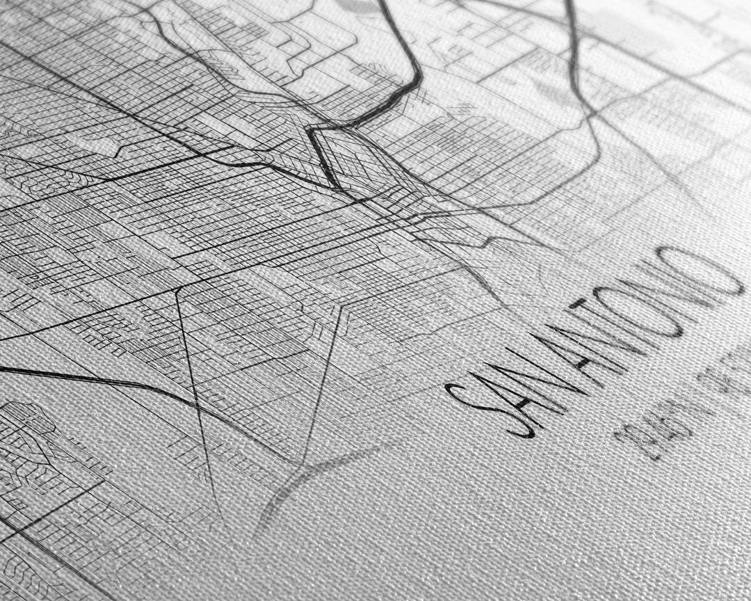 Panoramic San Antonio City Map, Texas Art, Map Print, Minimalist Wall Art, Canvas Art, Housewarming Gift, Street Map Art, Closing Gift