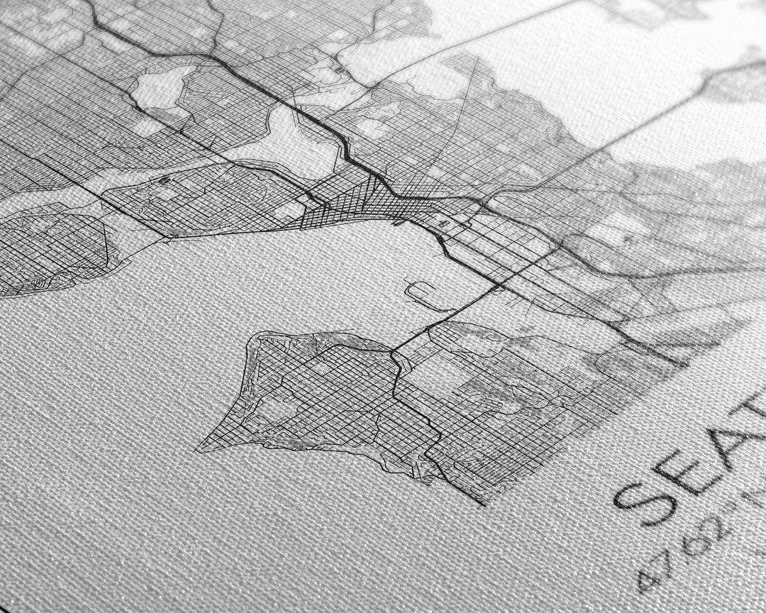 Seattle Street Map, Washington Map, City Map Print, Minimalist Art, Wall Art, Canvas Print, Unique Wall Décor, Anniversary Gift, Travel Art