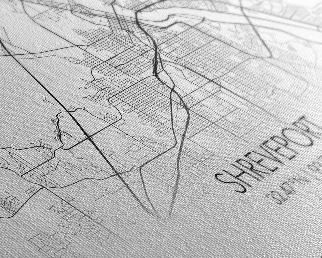 Shreveport City Map, Louisiana Art, Map Print, Modern Wall Art, Wall Art, Canvas Art, Dining Room Décor, Boho Wall Art, Congratulations Gift