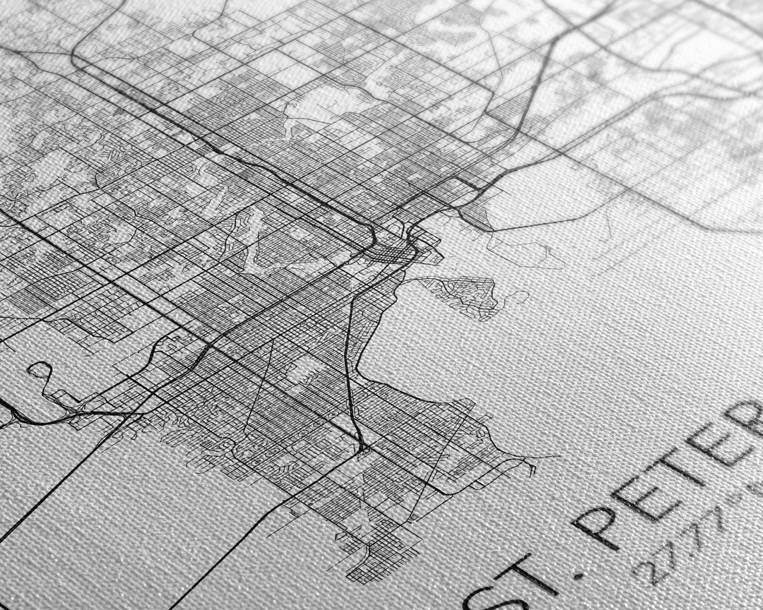 St Petersburg Street Map, Florida Map, City Map Print, Modern Wall Art, Wall Art, Canvas Print, Office Wall Art, Bon Voyage Gift, Travel Art