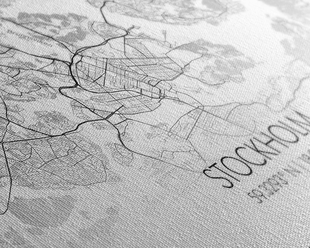 Stockholm City Map, Sweden Art, Map Print, Modern Wall Art, Wall Art, Canvas Art, Landscape Art Print, Gift For Family, Over Bed Wall Décor