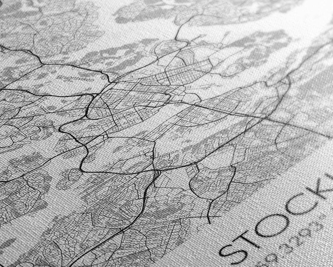 Stockholm Street Map, Sweden Map, Europe City Map Print, Modern Wall Art, Wall Art, Canvas Print, Dorm Room Décor, Wedding Gifts, Travel Art