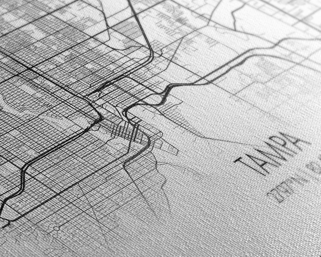 Tampa City Map, Florida Art, Map Print, Modern Wall Art, Wall Art, Canvas Art, New Home Gift Ideas, Tiny House Décor, Family Room Wall Art