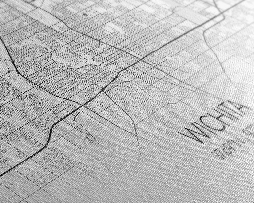 Wichita City Map, Kansas Art, Map Print, Modern Wall Art, Wall Art, Canvas Art, Best Friend Gifts, College Dorm Décor, Modern House Art