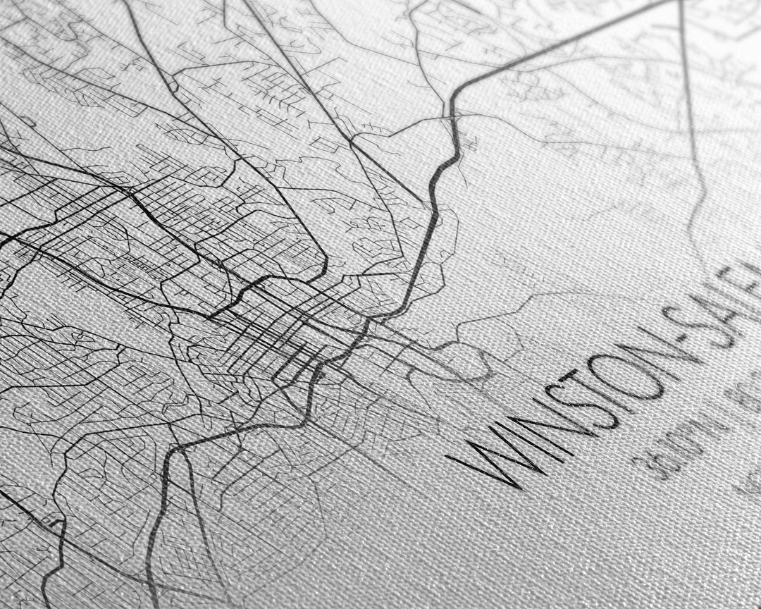 Winston Salem City Map, North Carolina Art, Map Print, Modern Wall Art, Wall Art, Canvas Art, Modern Office Art, Room Décor For Teens