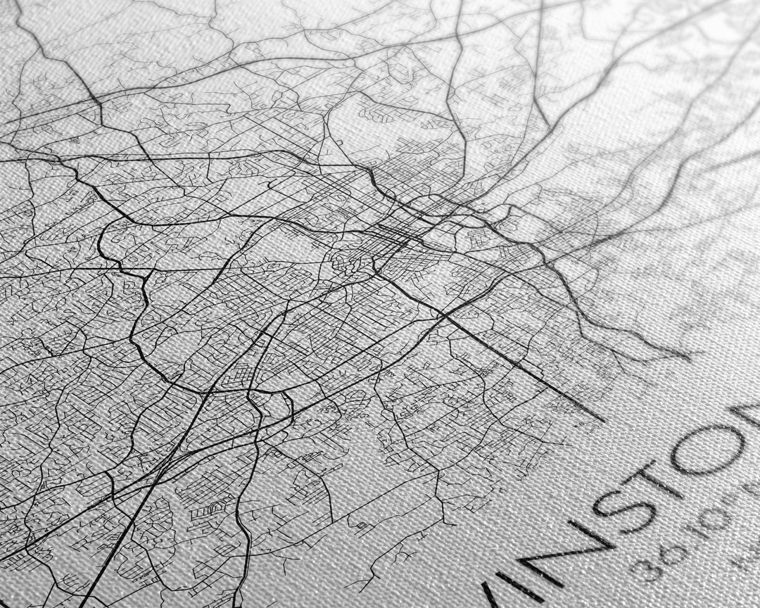 Winston Salem Street Map, North Carolina Map, City Map Print, Minimalist Art, Wall Art, Canvas Print, Modern Wall Art, Adventure Gifts