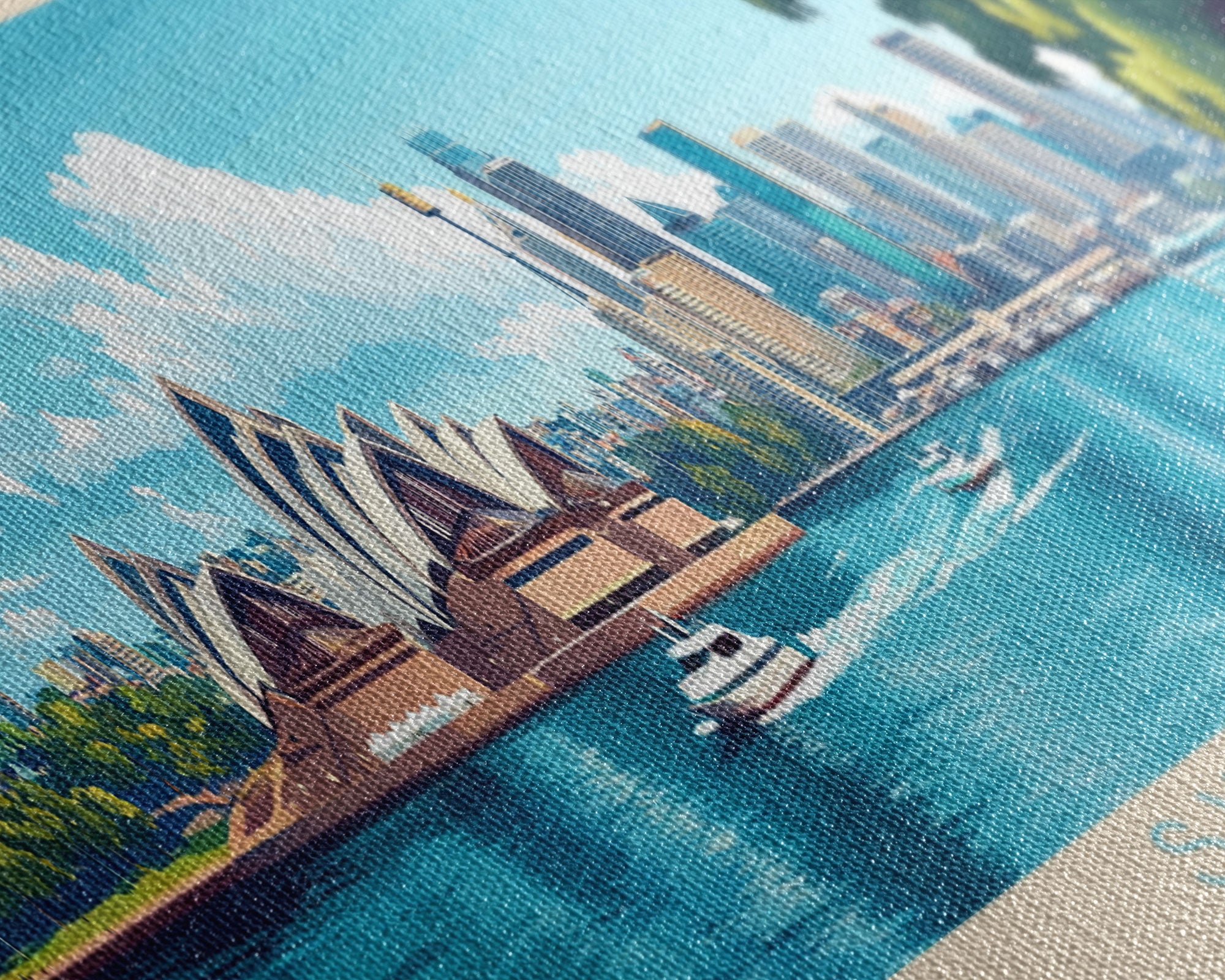 Sydney, Australia Travel Poster Panoramic Canvas Print, Sydney, Australia Painting, Australia Art, Sydney Travel Art, Guest Room Painting