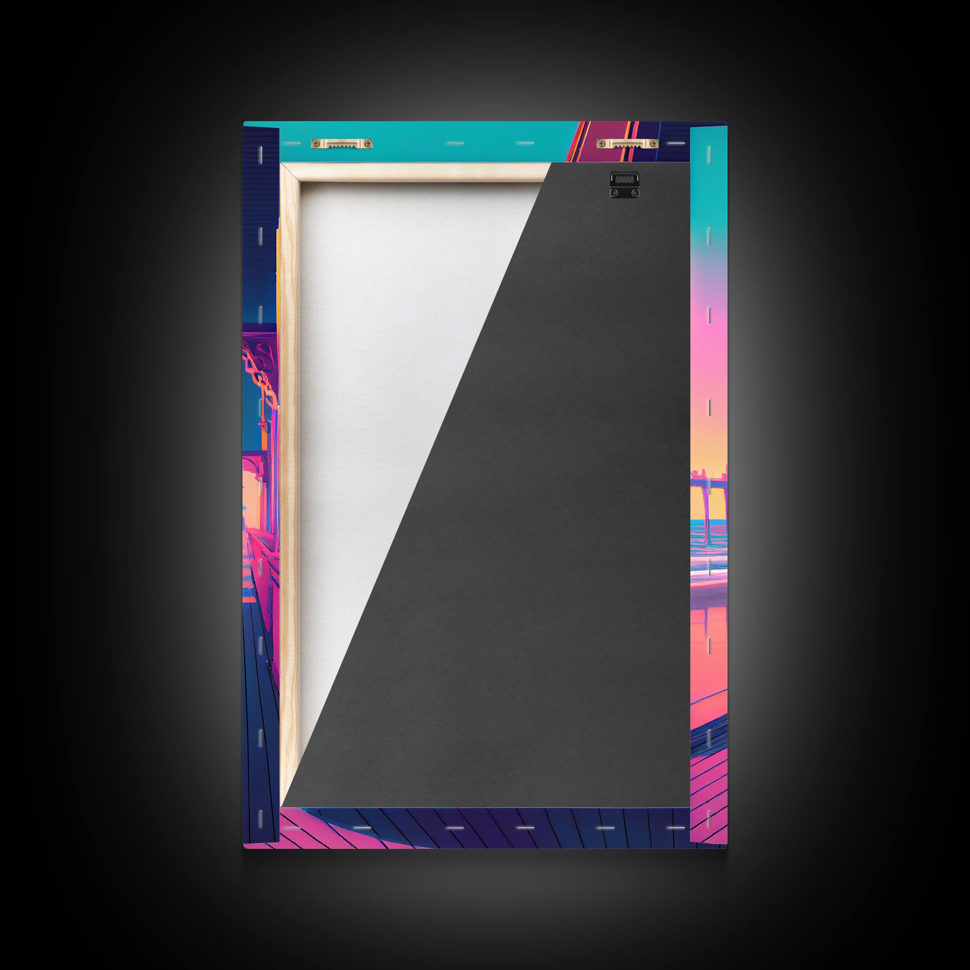 Vaporwave aesthetic art, framed canvas print, gift for her, girl's room / daugher's room wall art