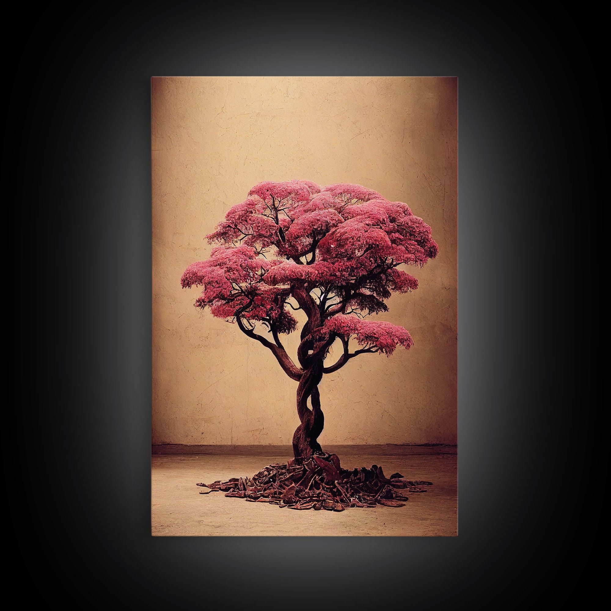 Japanese Maple Tree, Framed Canvas Print, Ready To Hang Framed Wall Art, Living Room Wall Hanging, Cherry Blossom Tree