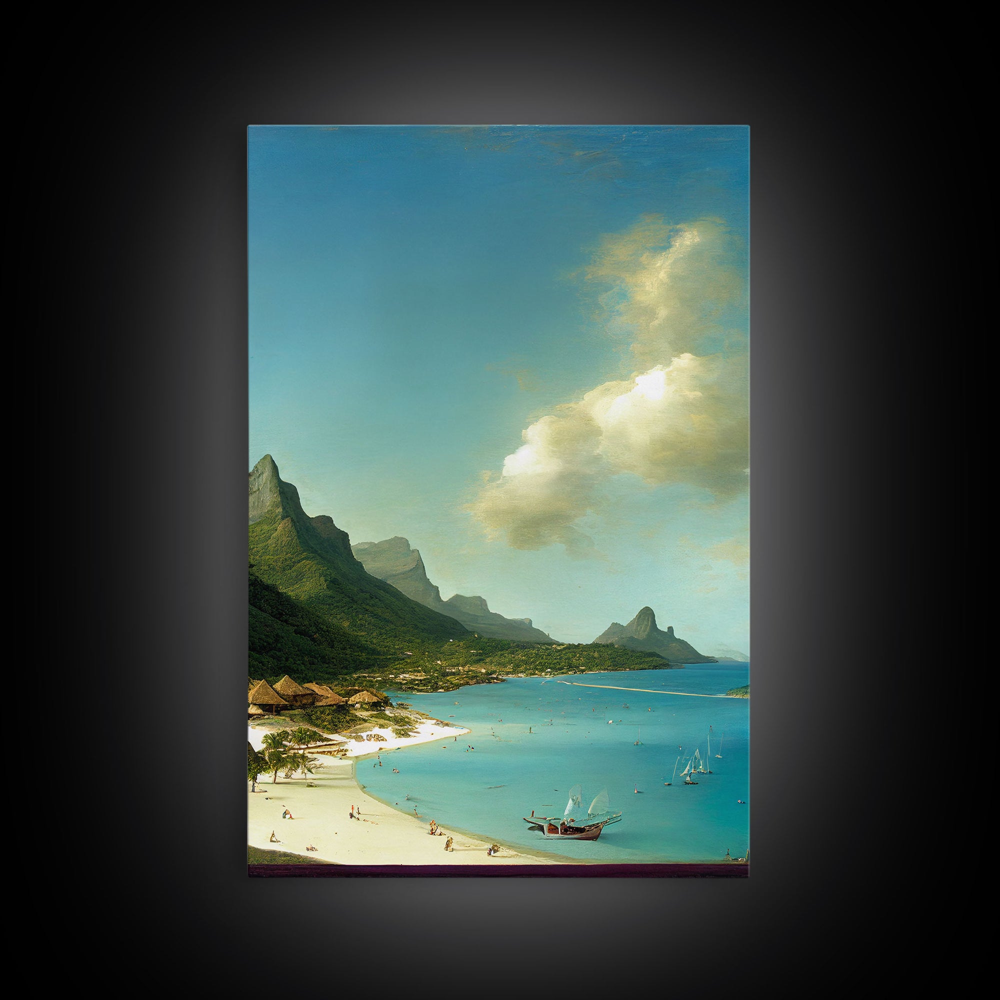 Tropical Beach Art, Hawaii Beach wall art, framed canvas print, ready to hang painting print, framed decor