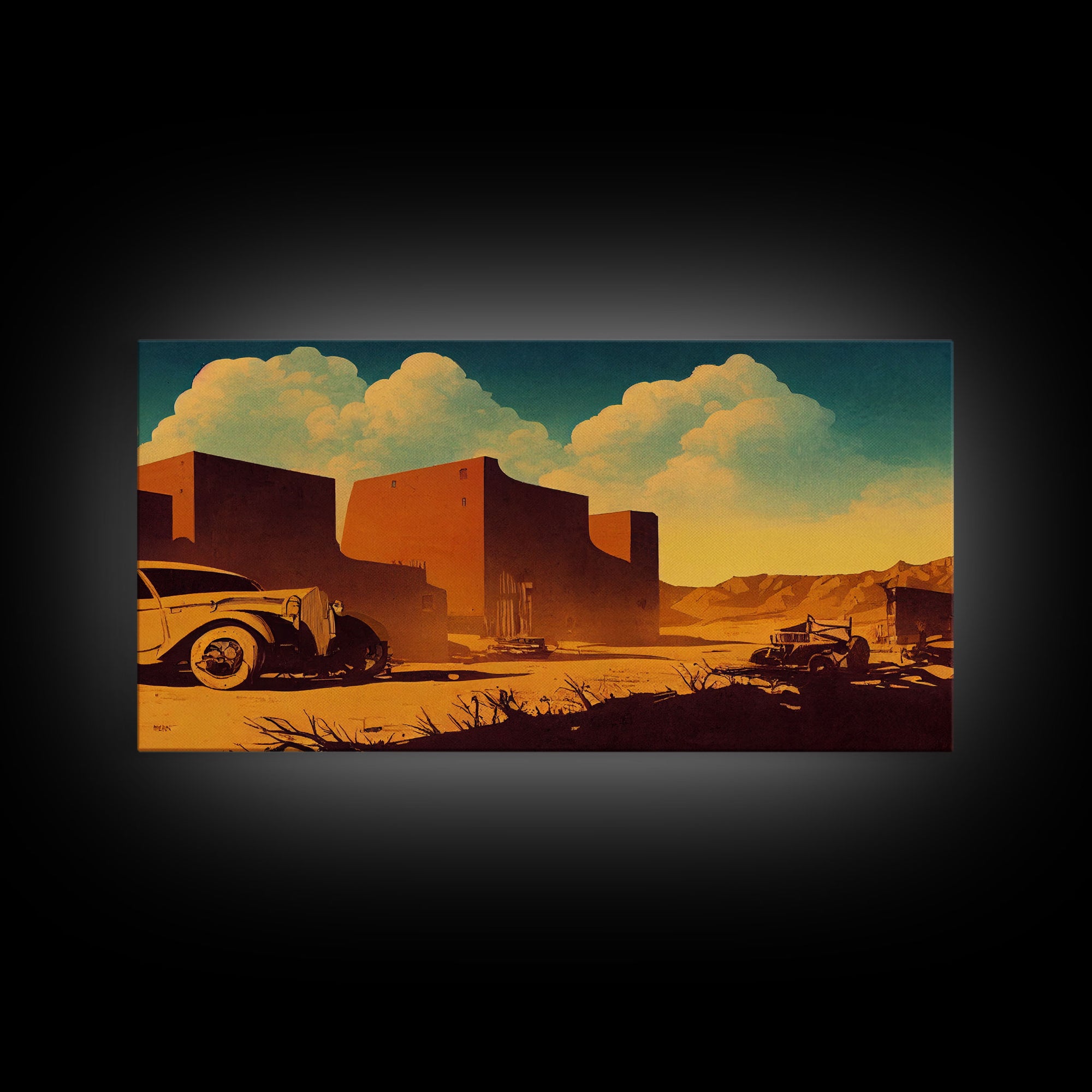 Abandoned Art, 1940s Abandoned pueblo style villa, Wall Decor, Ready To Hang Framed Canvas Print, Oversize Wall Art