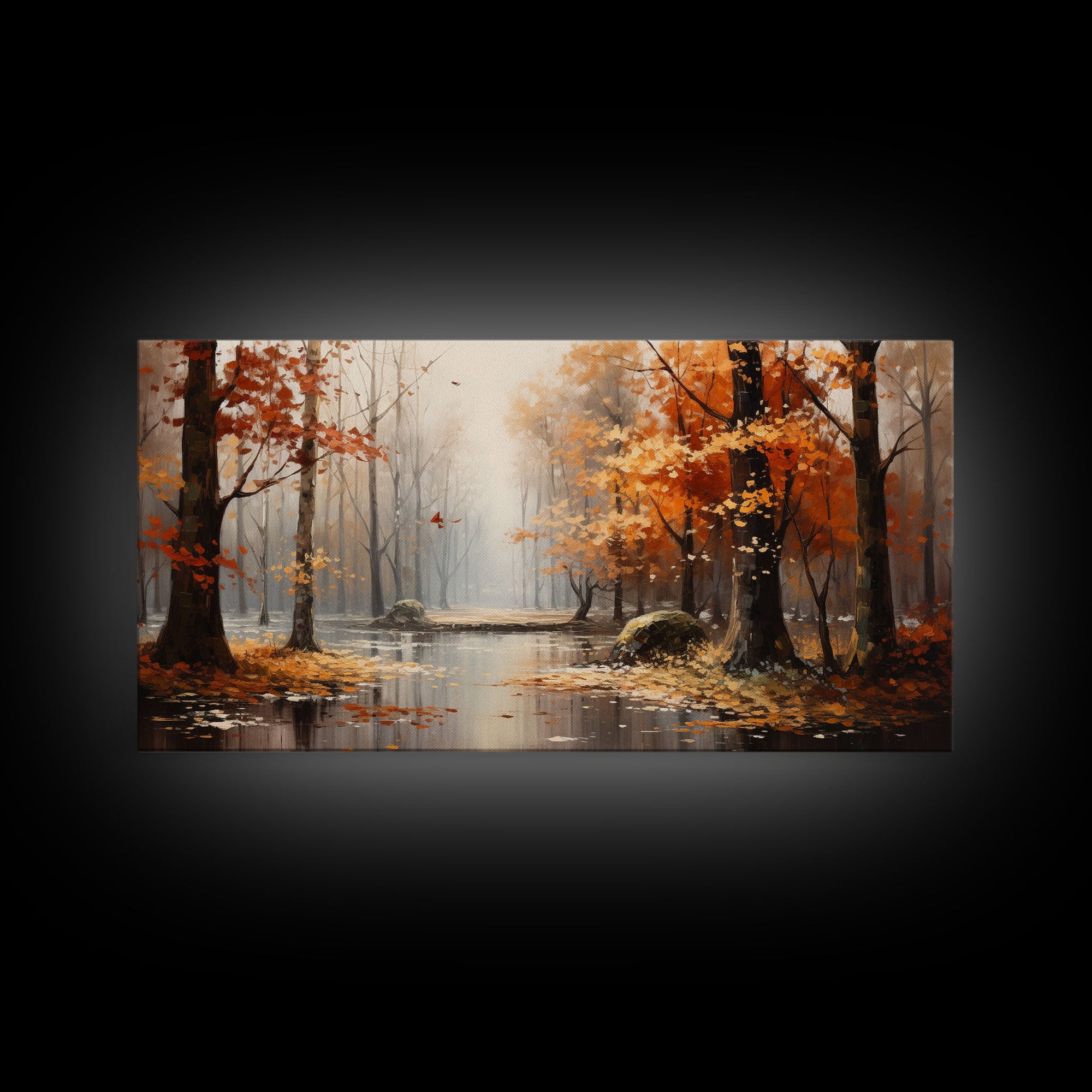 Beautiful Fall Centerpiece Landscape Painting Framed Canvas Print, Fall Decor, Thanksgiving Decor, Autumn Decor, Home Decor Fall Decorations