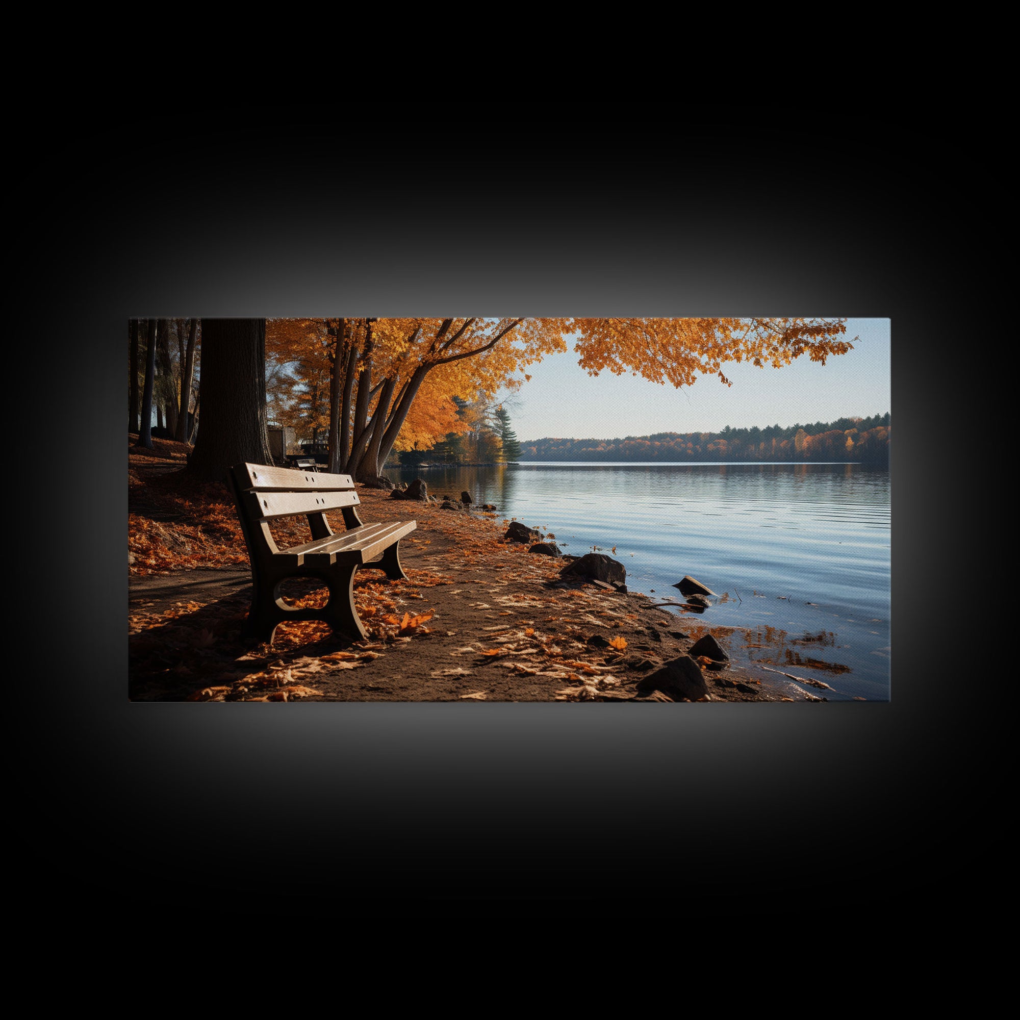 Pacific Northwest Photography Print, Beautiful Lakeside Park In The Fall, Framed Canvas Print, Photography Decor, Fall Decor