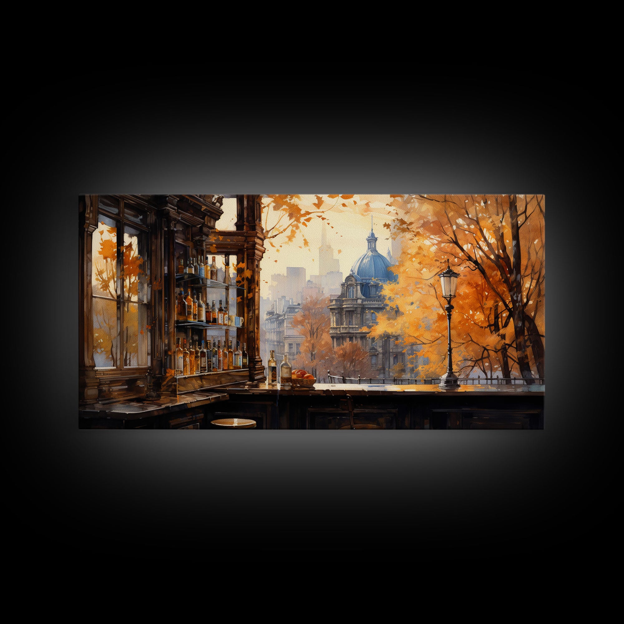 Tavern Art, Bar Wall Decor, Fall Wall Print, Canvas Print, Wall Hanging, Panoramic Art, Bar Cart Art, Kitchen Wall Decor, Bedroom Prints