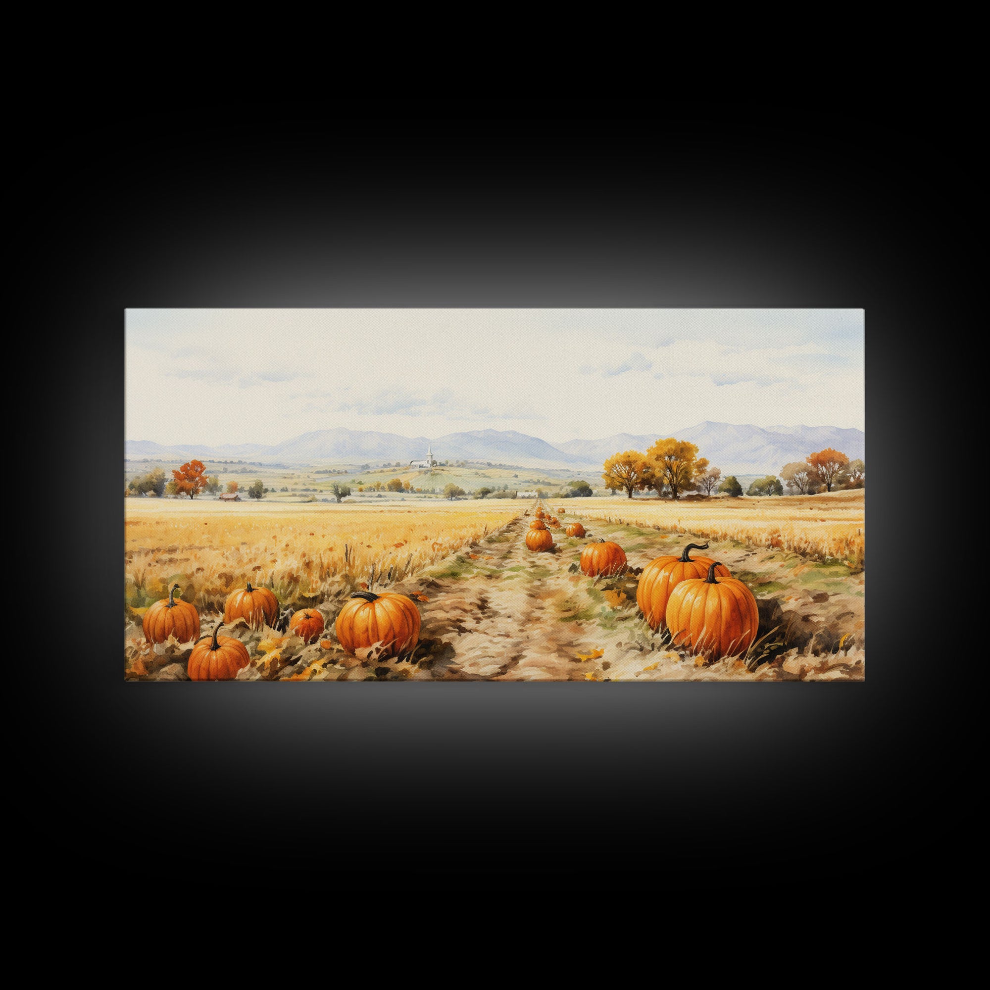 Pumpkin Decor, Fall Decor, Nature Wall Art, Canvas Print, Wall Hanging, Panoramic Art, Farmhouse Wall Art, Unique Wall Decor, Entryway Print