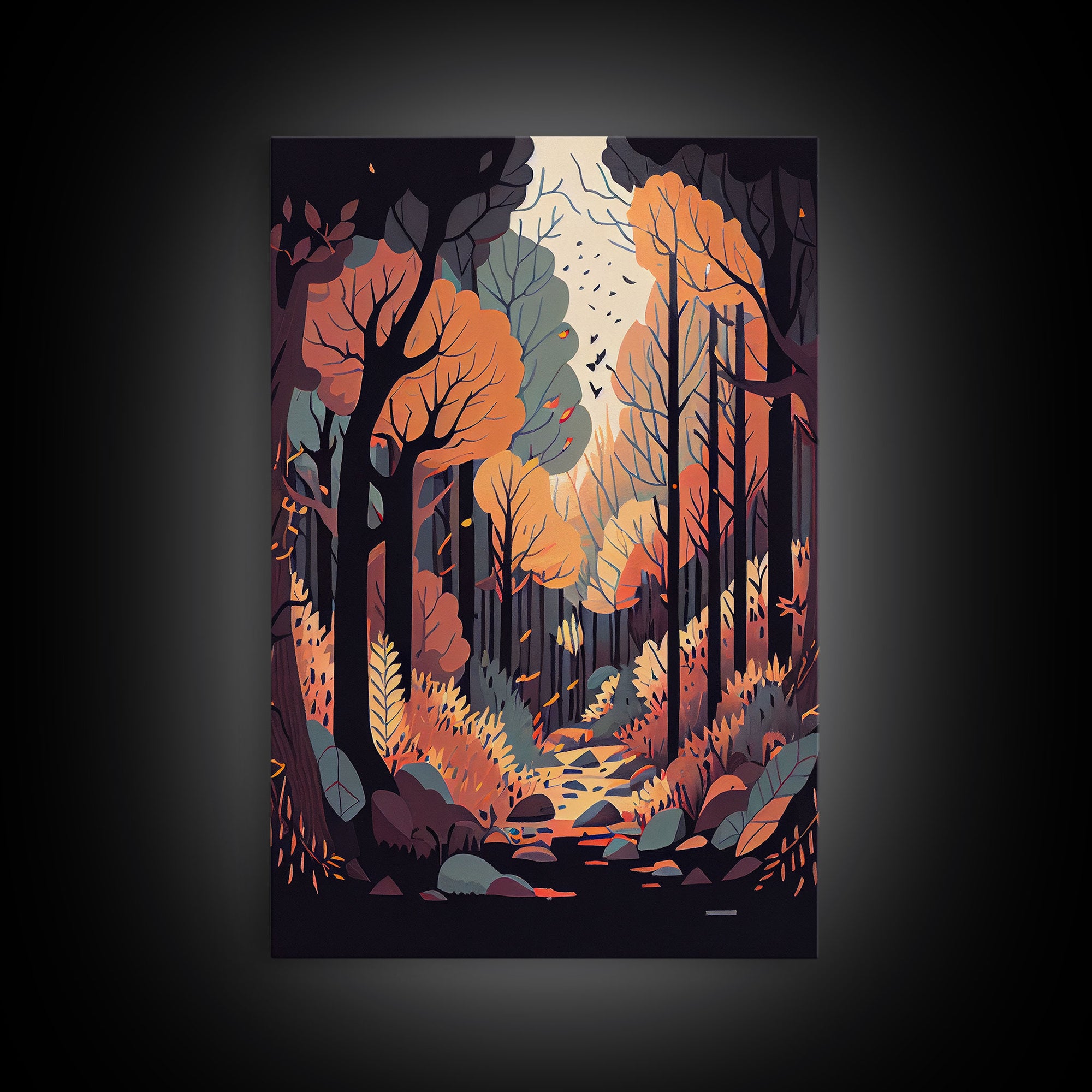 A Beautiful autumn scene, fall in the forest, fine art poster print