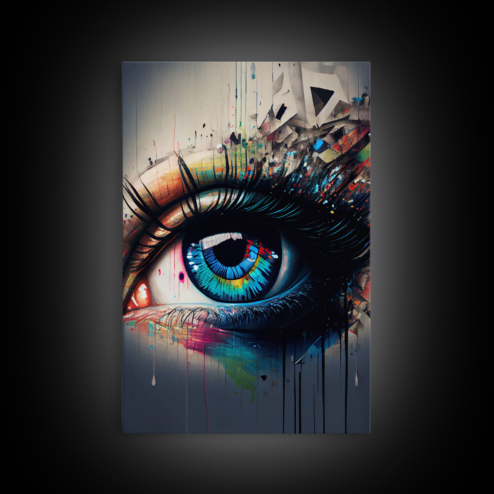 Vibrant Graffiti Eye Wall Art Canvas Print - Street Art Inspired Graphic Illustration Artwork