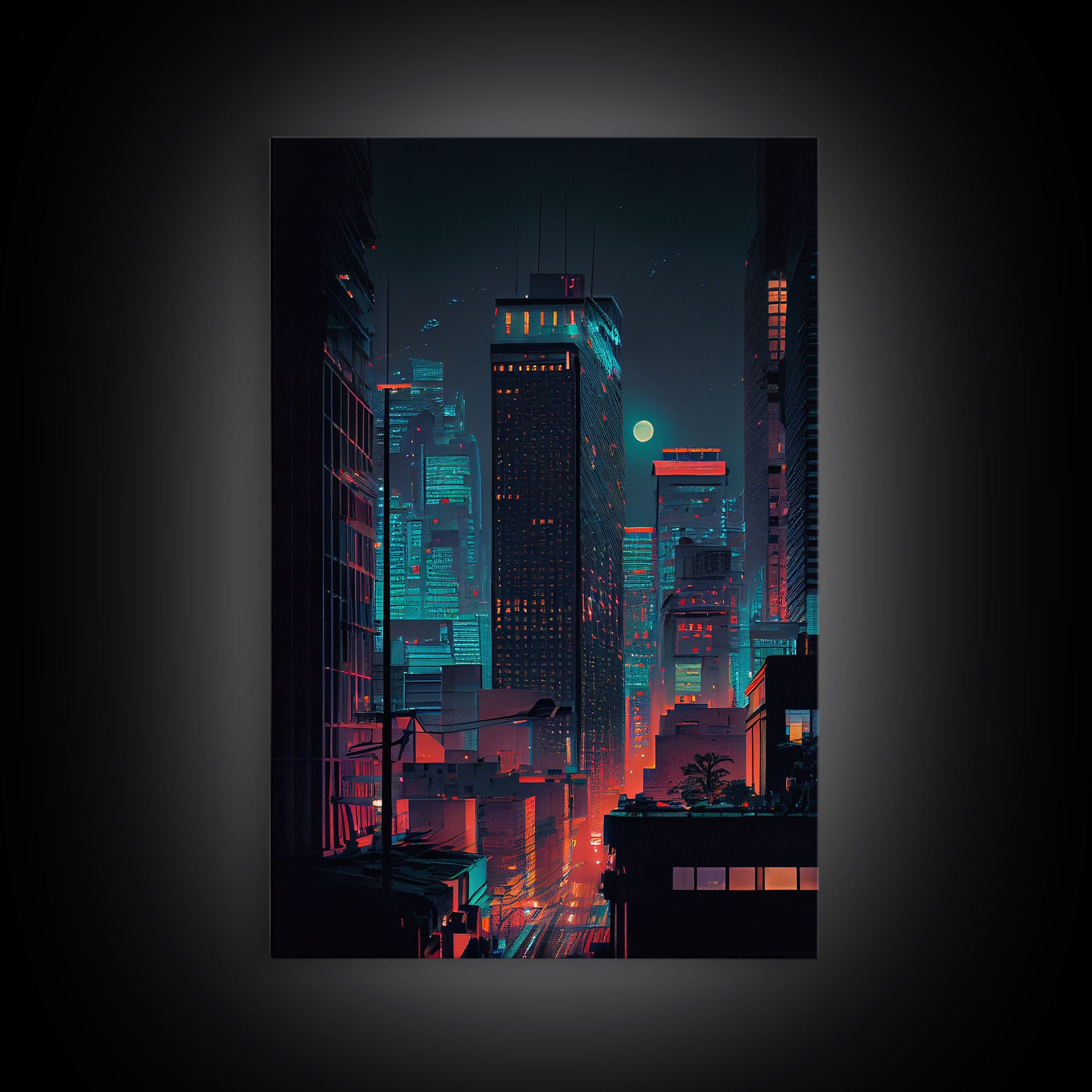 Night Cityscape Skyscrapers Dark Fine Art Print, Wall Art Print, Wall Poster, Wall Decor