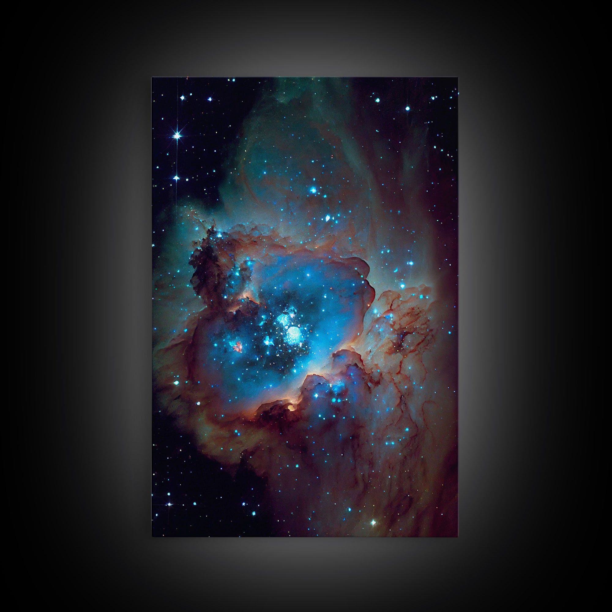 The Stars Glow At Night, framed canvas print, watercolor space painting