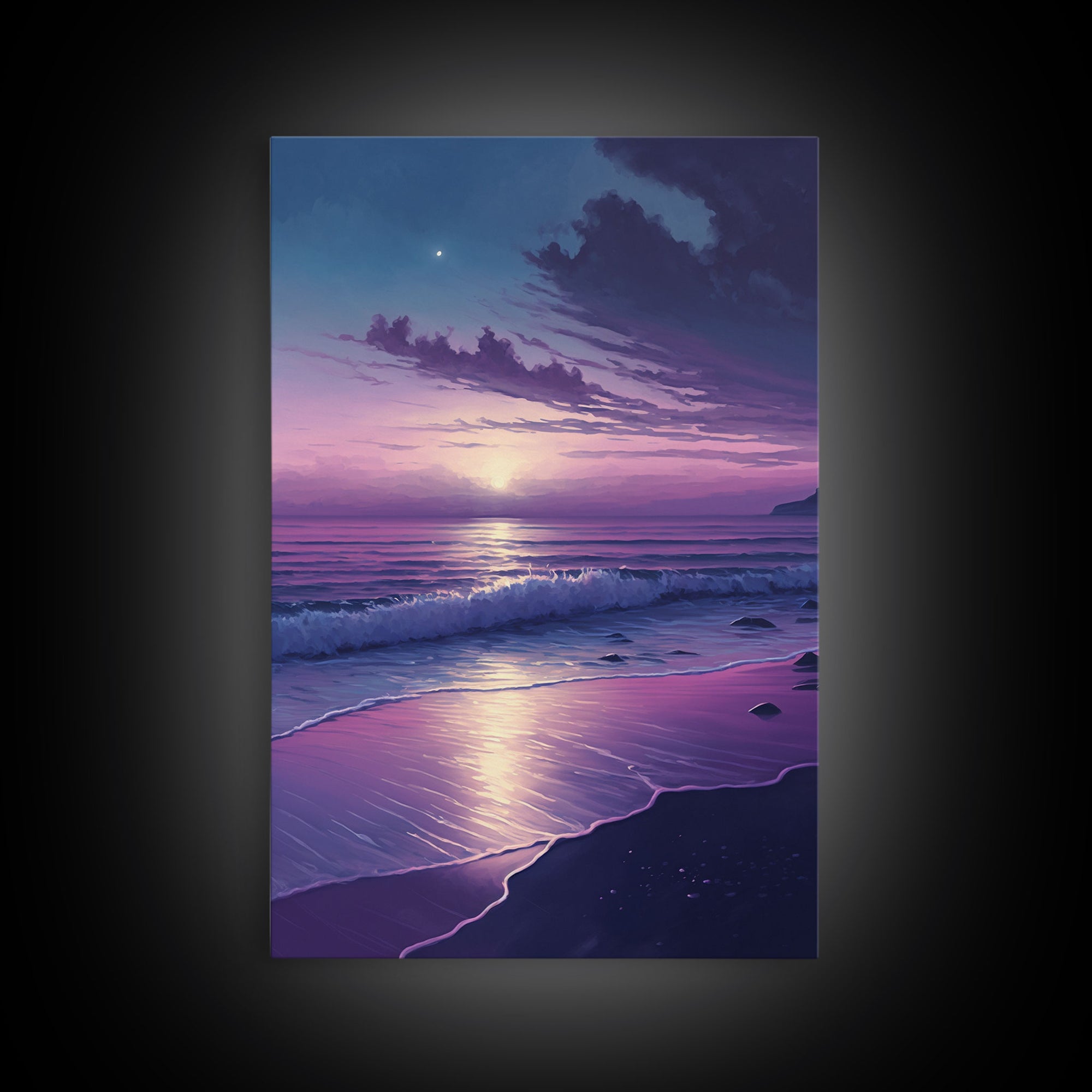 Large Coastal Wall Art Large Sunset Beach Framed Canvas Print Seascape Sky And Sea Beach Scene Art Ocean Beach Sky Art Decor