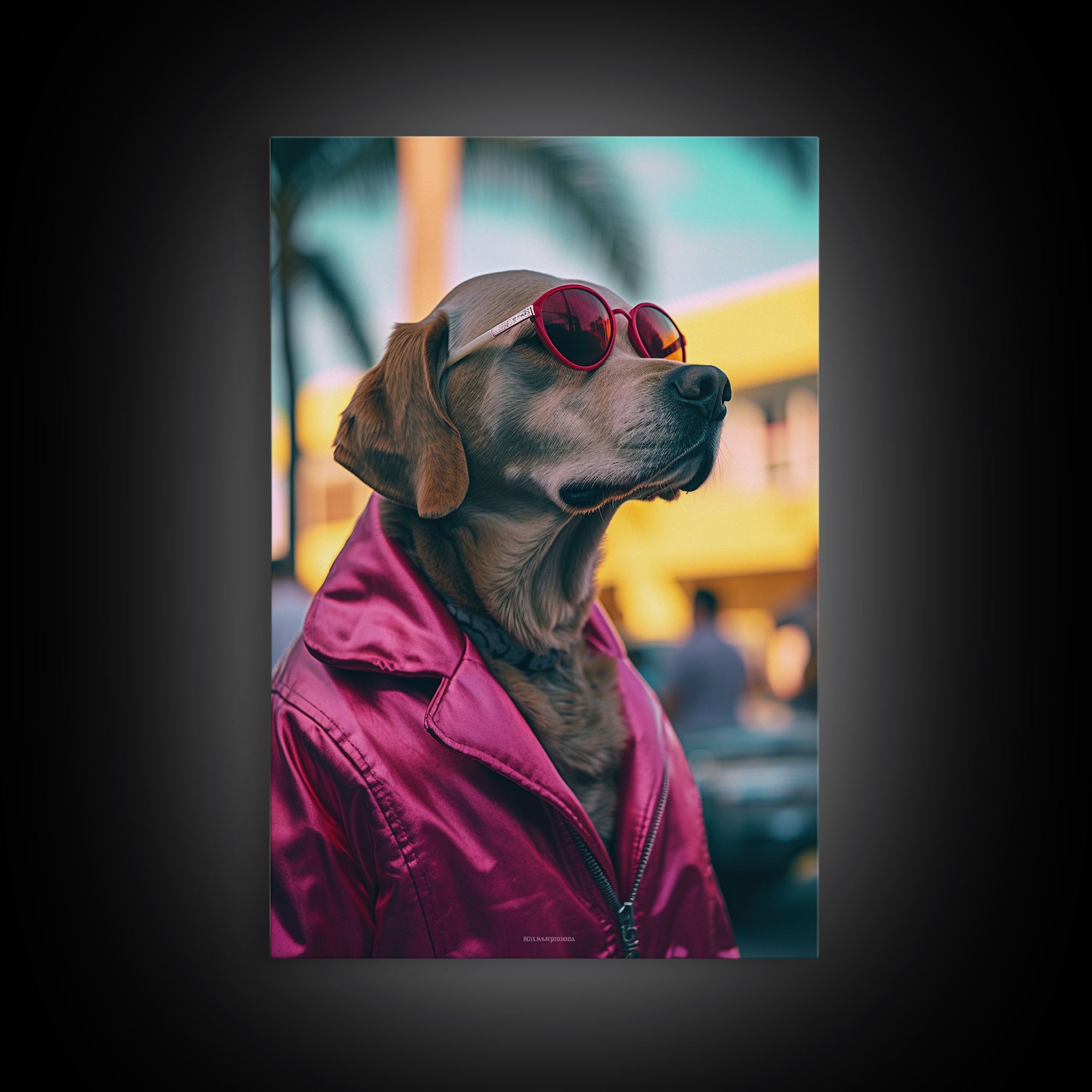 Labrador Dog Wall Print, Dog Wall Art, Dog With Shades, Animal Art, Funny Wall Art, Framed Wall Art, Framed Canvas, Wall Print, Wall Canvas