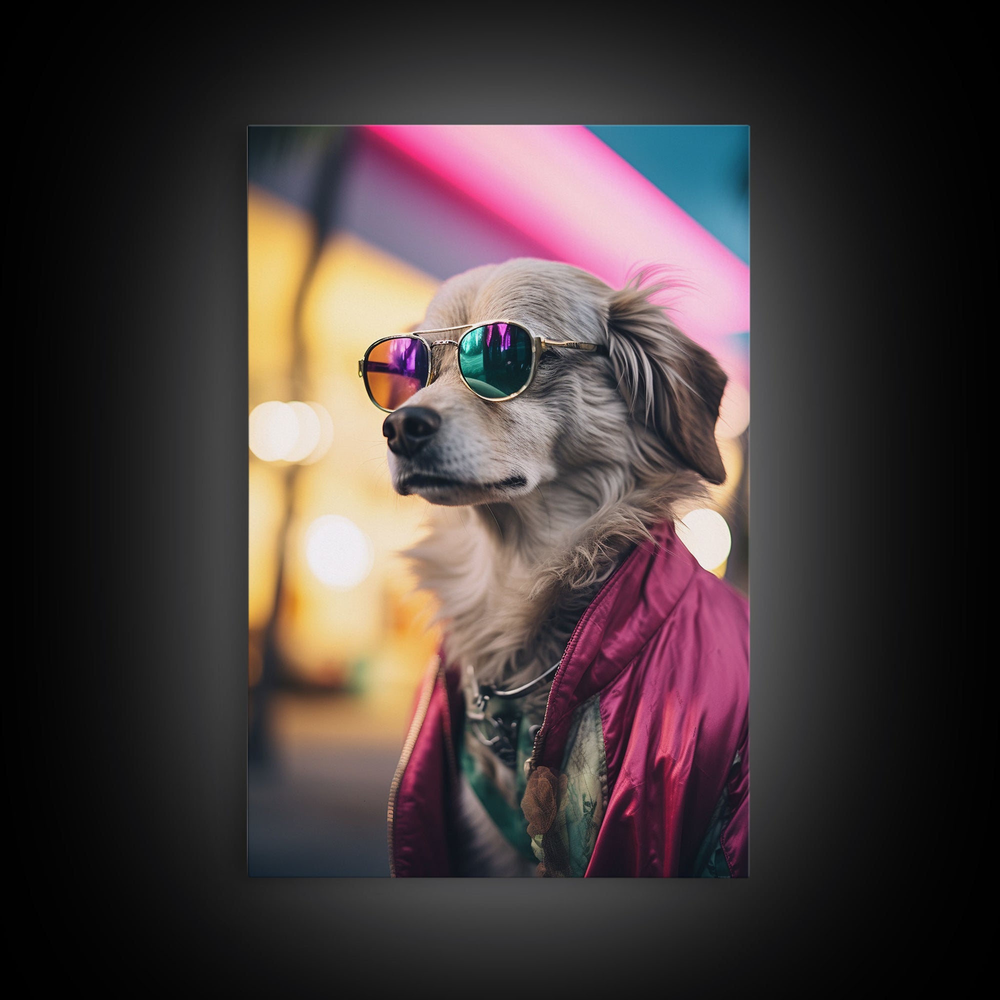 Long Haired Chihuahua Wall Print, Dog Wall Art, Dog Sunglasses, Funny Art, Framed Wall Art, Framed Canvas, Wall Print, Wall Canvas