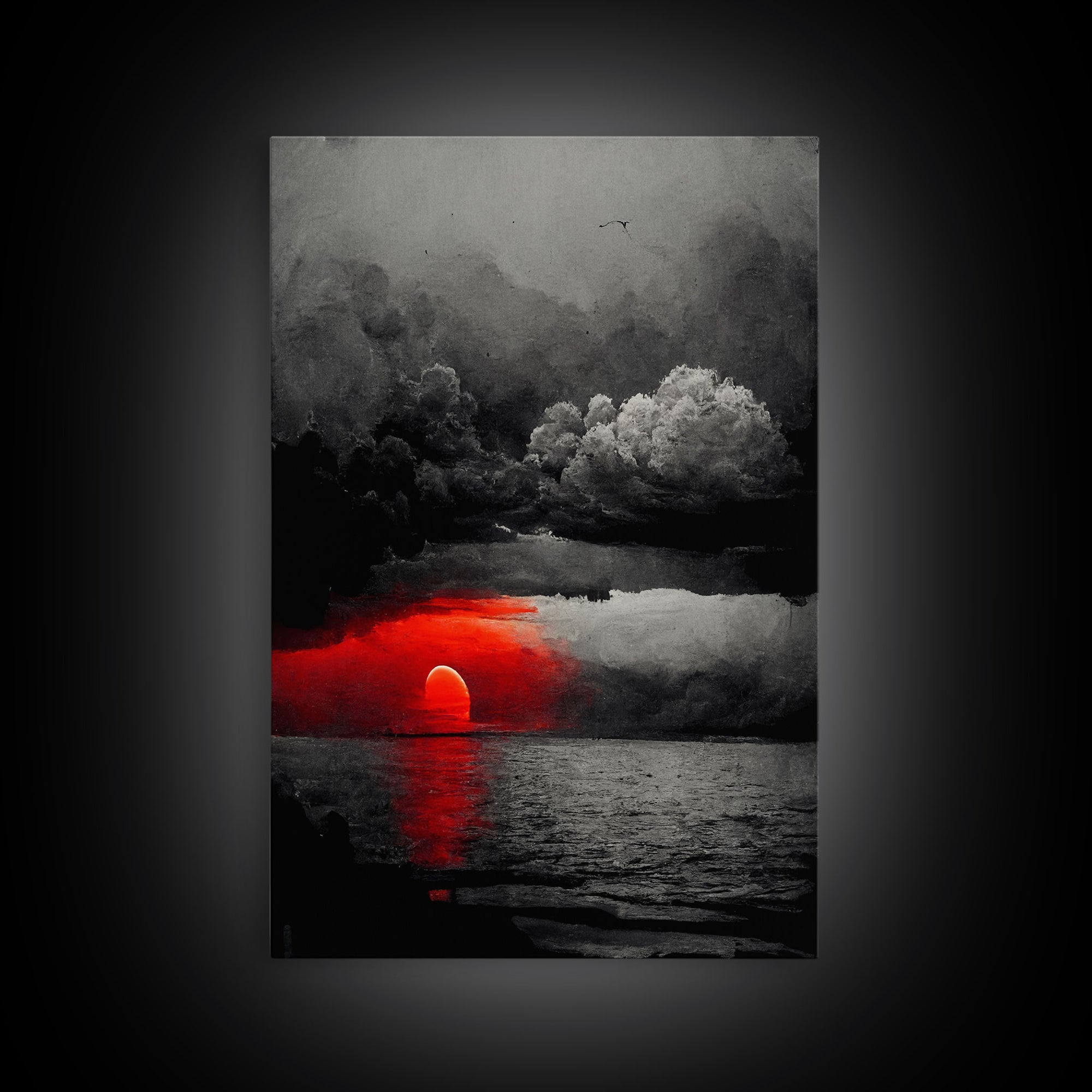 Spooky Horror Canvas Print, Bloodmoon Sunset, Blood moon, Halloween Wall Art, Ready To Hang