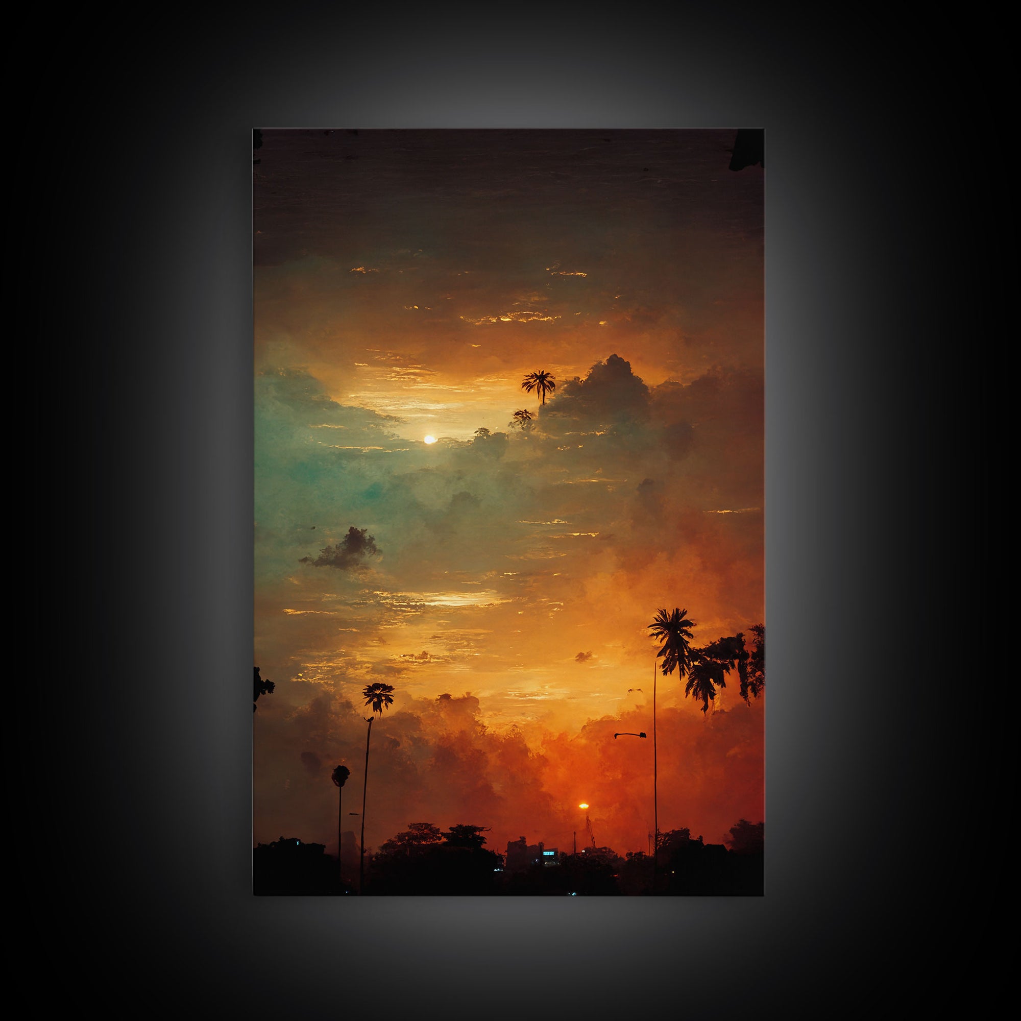 Los Angeles, California at sunset, canvas print, ready to hang wall art