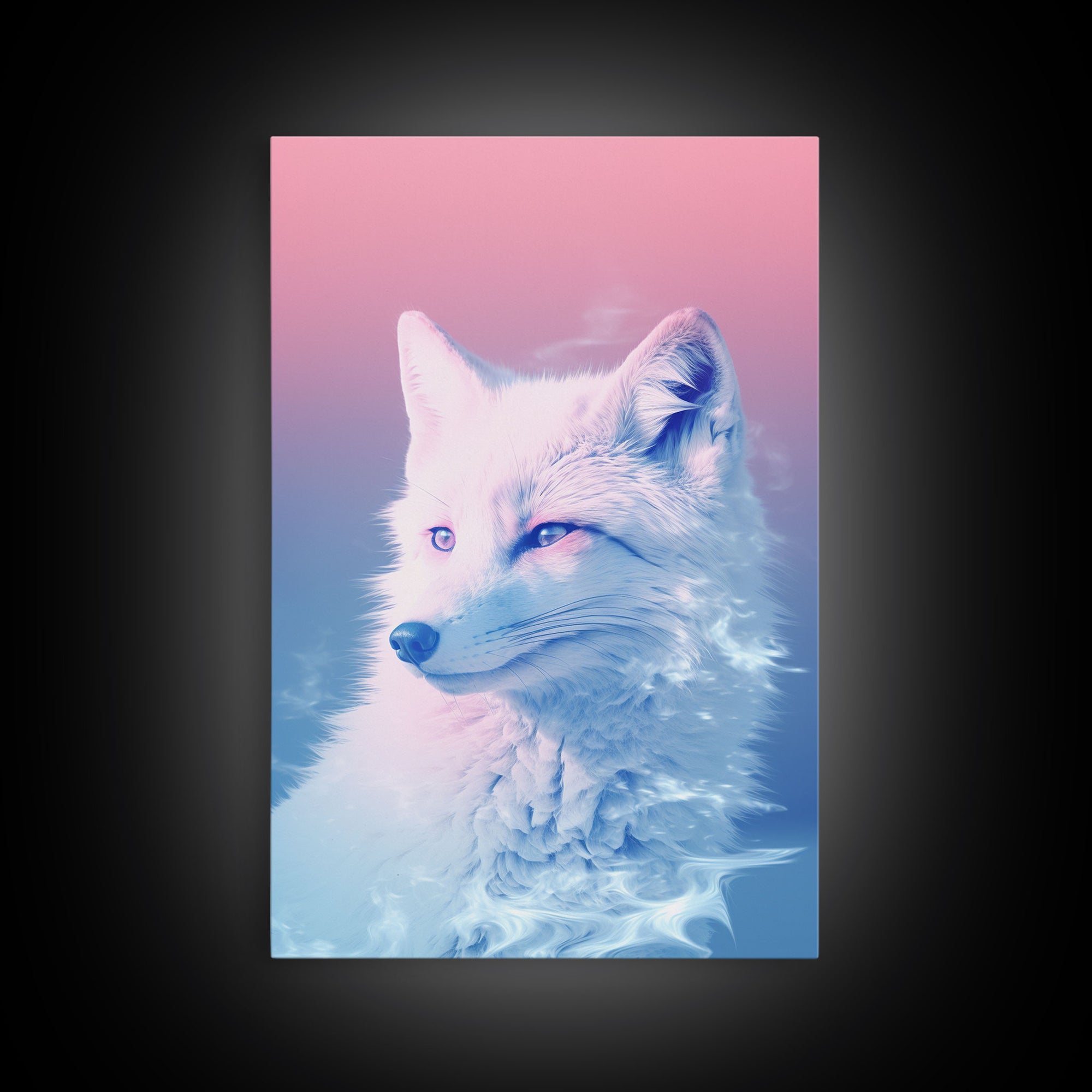 White Fox Wall Print, Animal Art Print, Animal Portrait, Pink Art, Wildlife Art, Framed Wall Art, Framed Canvas, Wall Print, Wall Canvas