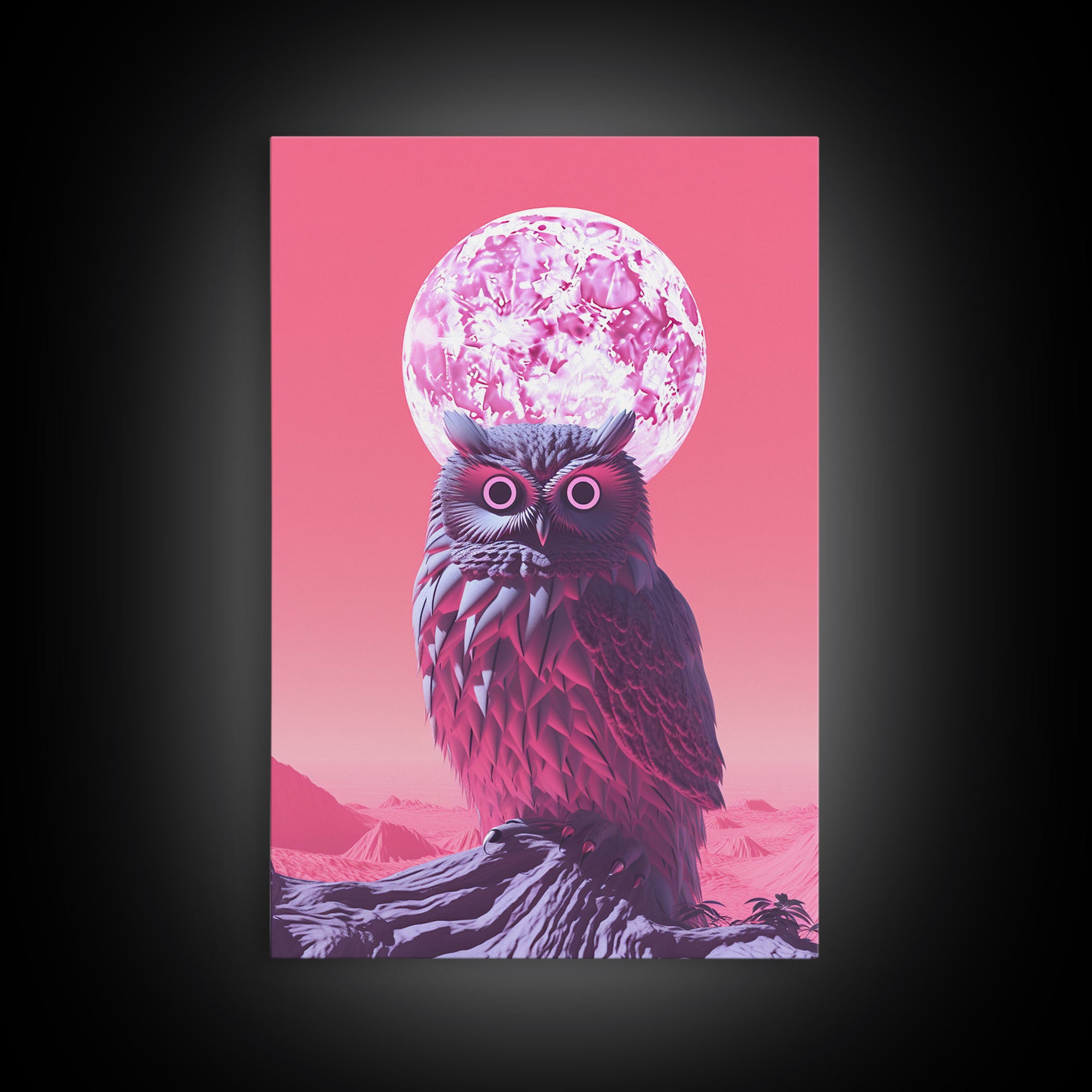 Owl Wall Print, Animal Art Print, Abstract Bird Wall Art, Animal Portrait, Pink Art, Framed Wall Art, Framed Canvas, Wall Print, Wall Canvas