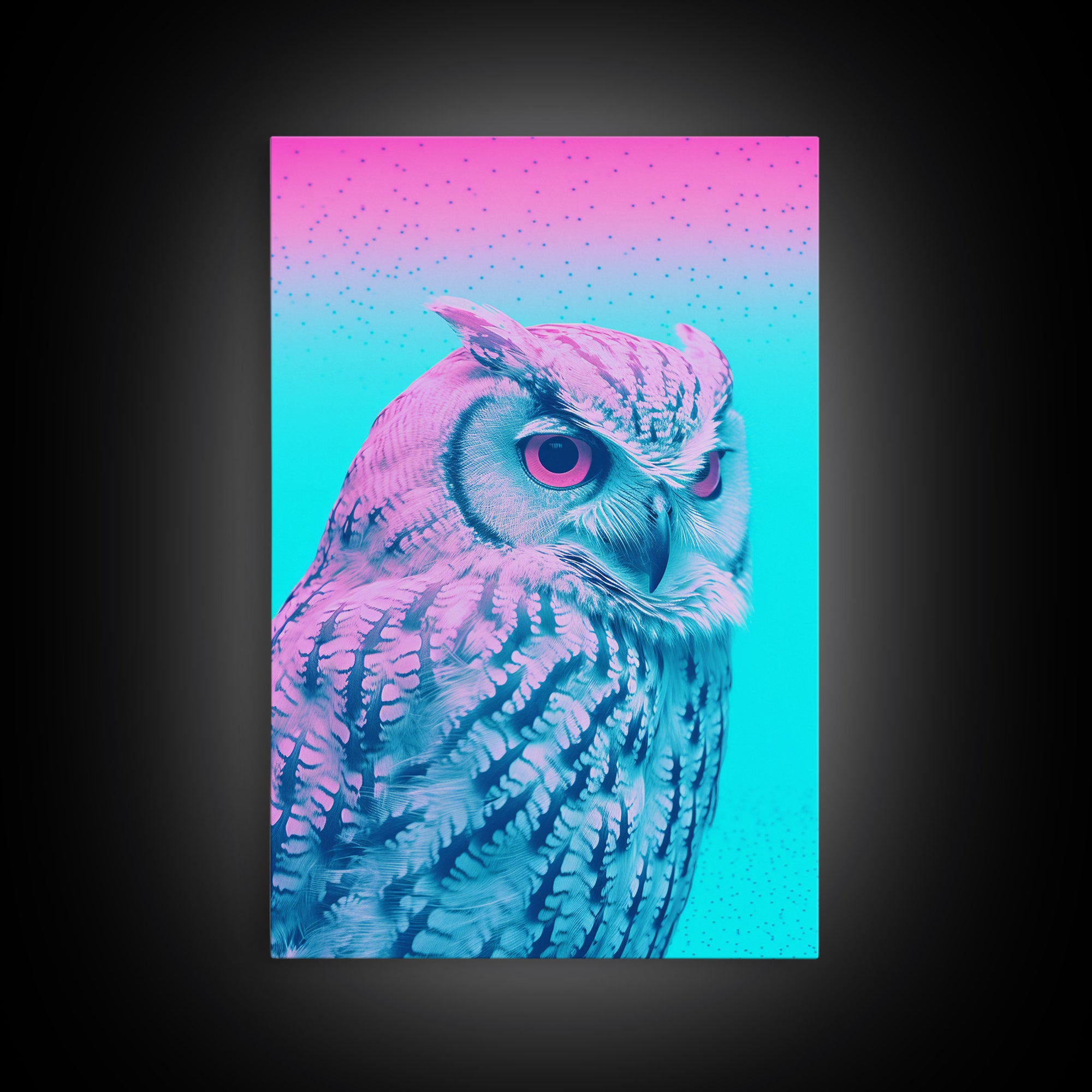 Owl Wall Print, Animal Art Print, Abstract Art, Animal Portrait, Blue And Pink Art, Framed Wall Art, Framed Canvas, Wall Print, Wall Canvas