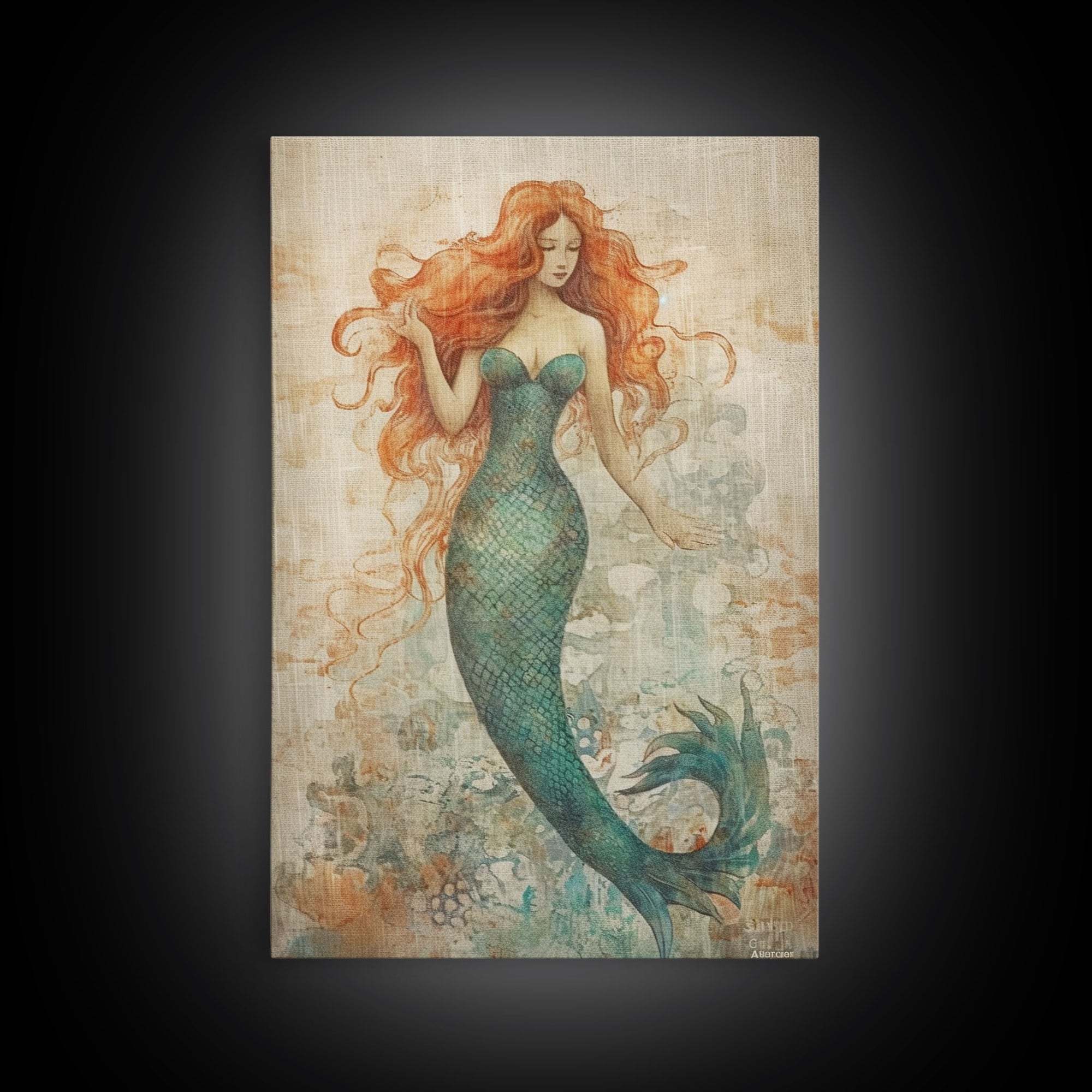 Coastal Mermaid Canvas Print Or Poster, Framed