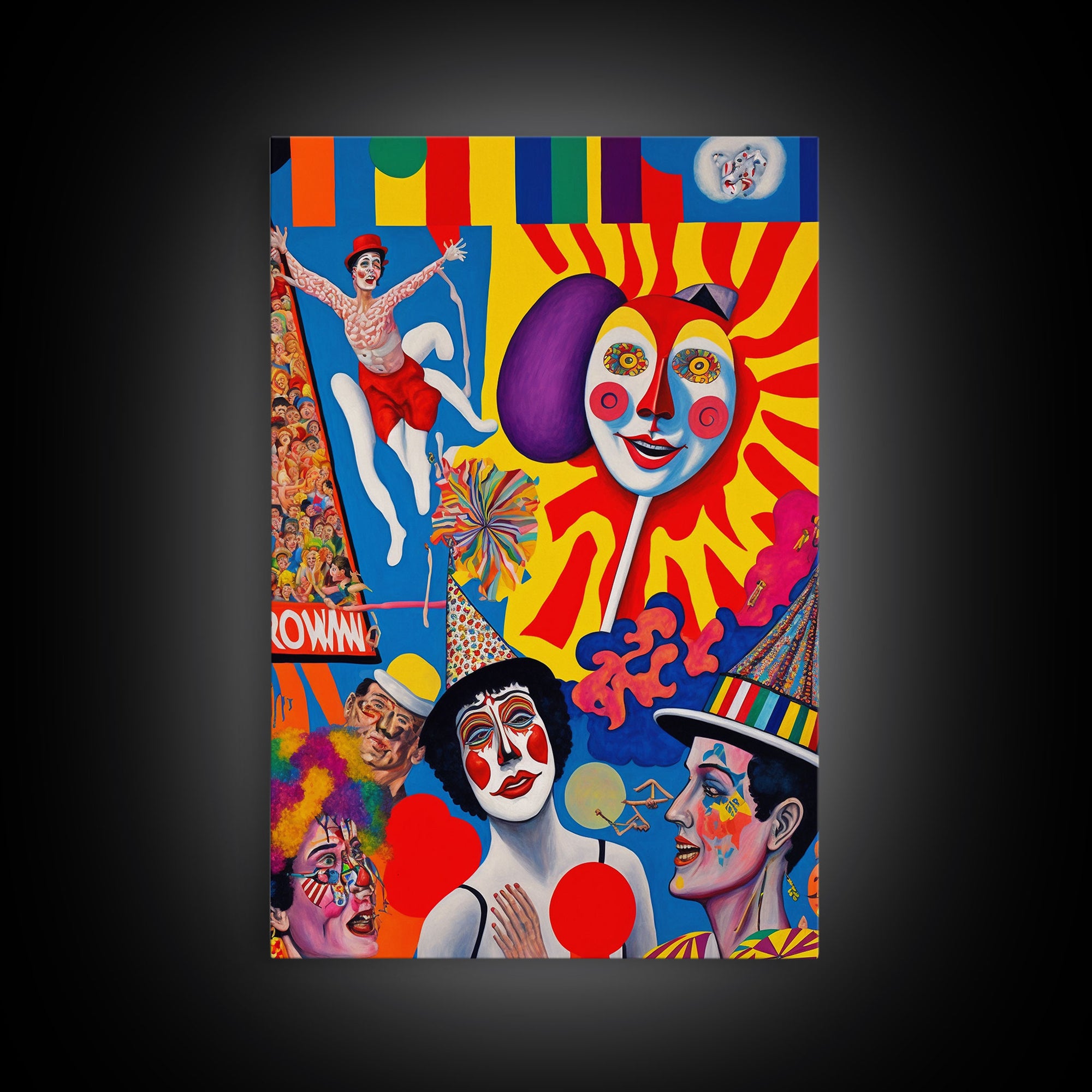 Fictional Circus Poster Art Canvas Print, Framed Canvas Art, Creepy Circus Art