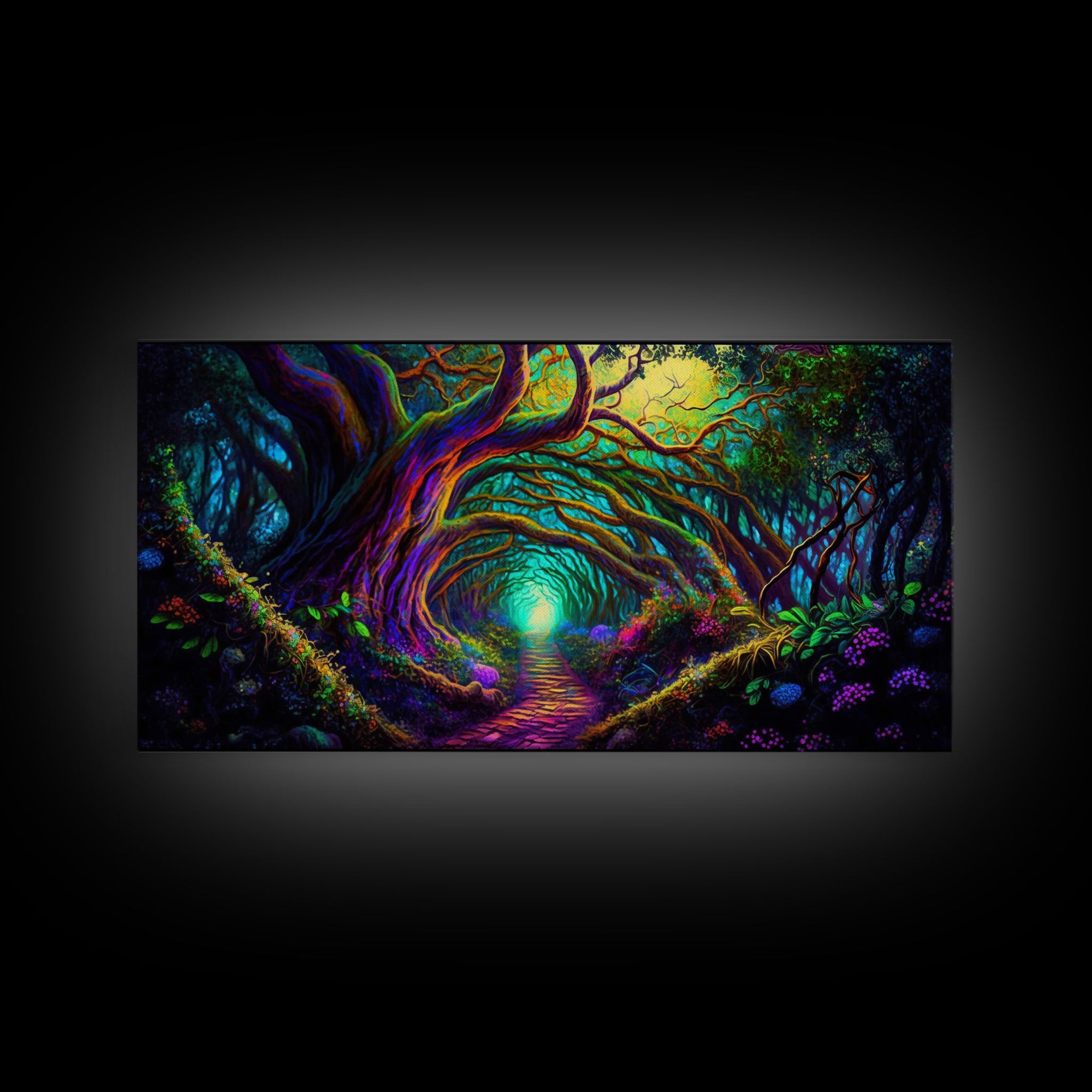 Fantasy wall art, canvas print, magical forest, fantasy landscape art, ready to hang wall art, magical glowing forest fantasy art